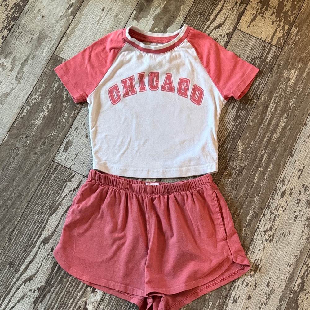 Colsie Pink and White Tee with Graphic Print